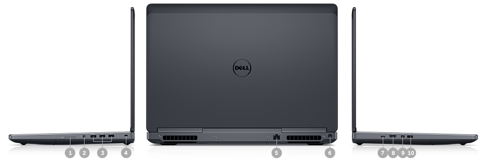 全新Dell Precision 15 7000系列(7510) - 端口和插槽